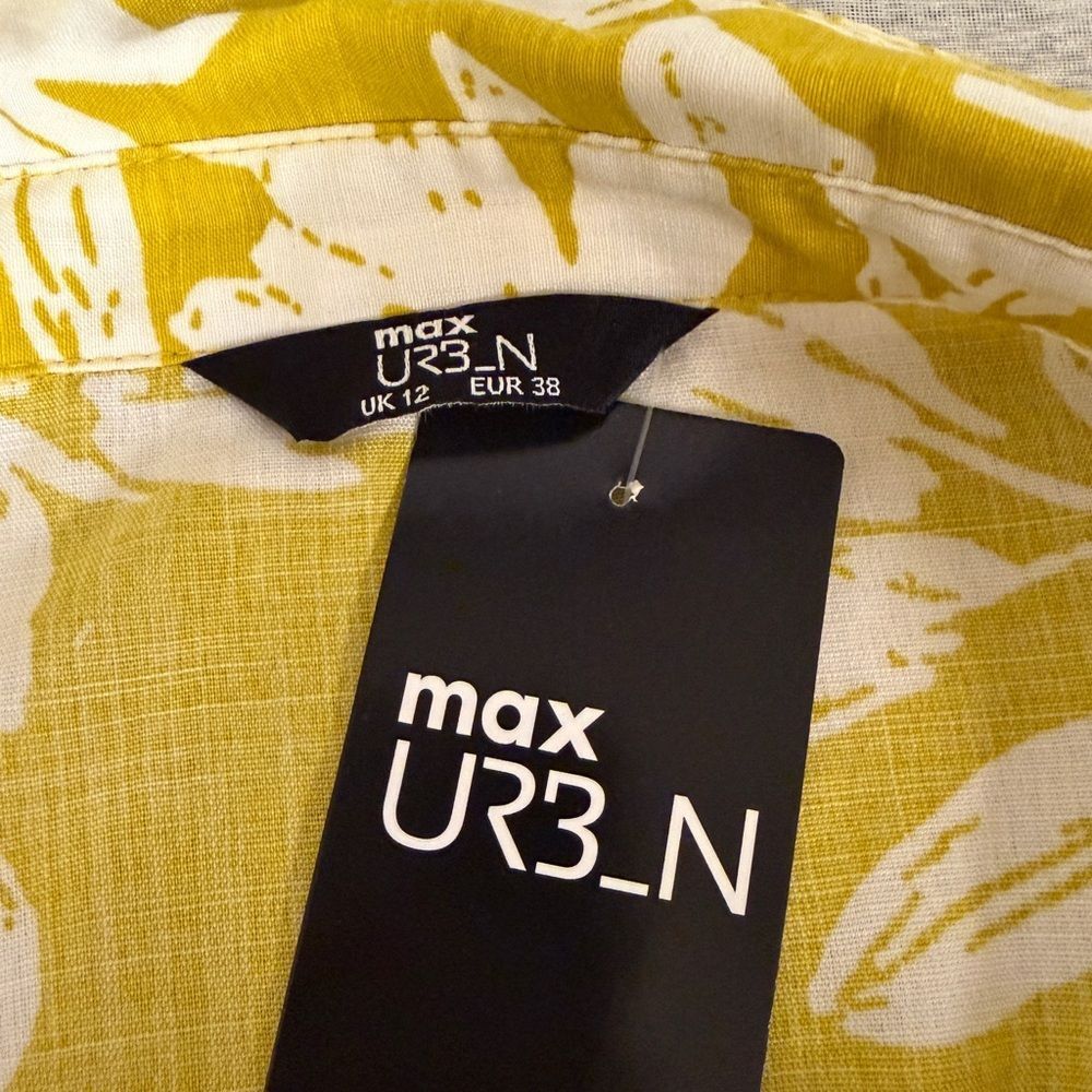 NWT Max Urban Floral Button-Front Shirt Dress in Mustard and White -Size 8 - Picture 8 of 8